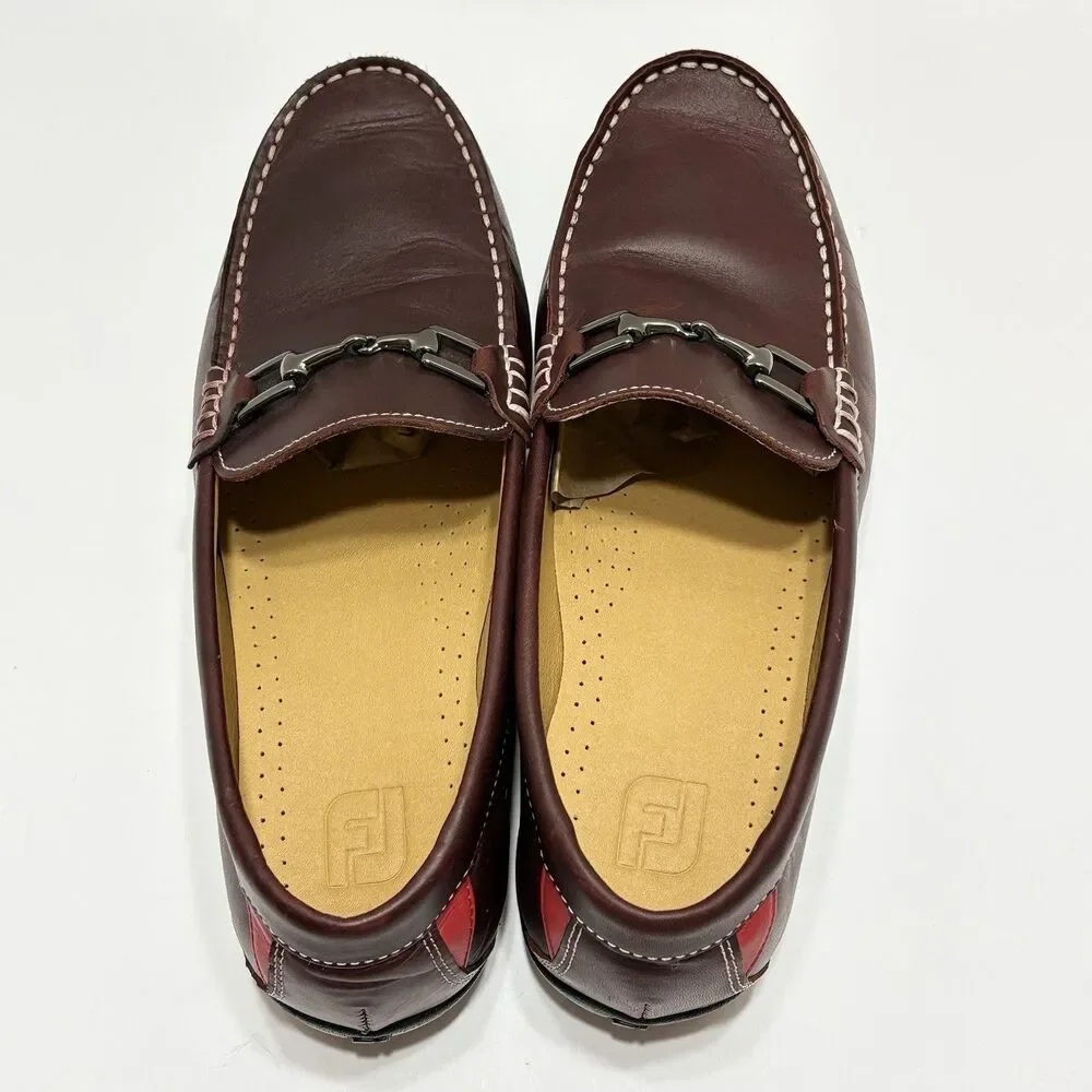 Footjoy Loafers Dark Brown Burgundy Leather Horsebit  79019 9M
